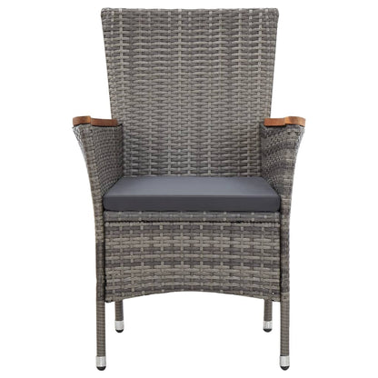 5 Piece Garden Dining Set with Cushions Poly Rattan Grey