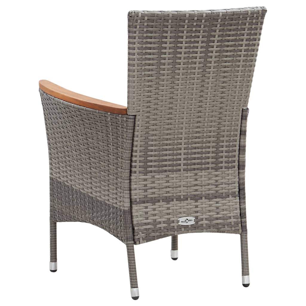 5 Piece Garden Dining Set with Cushions Poly Rattan Grey