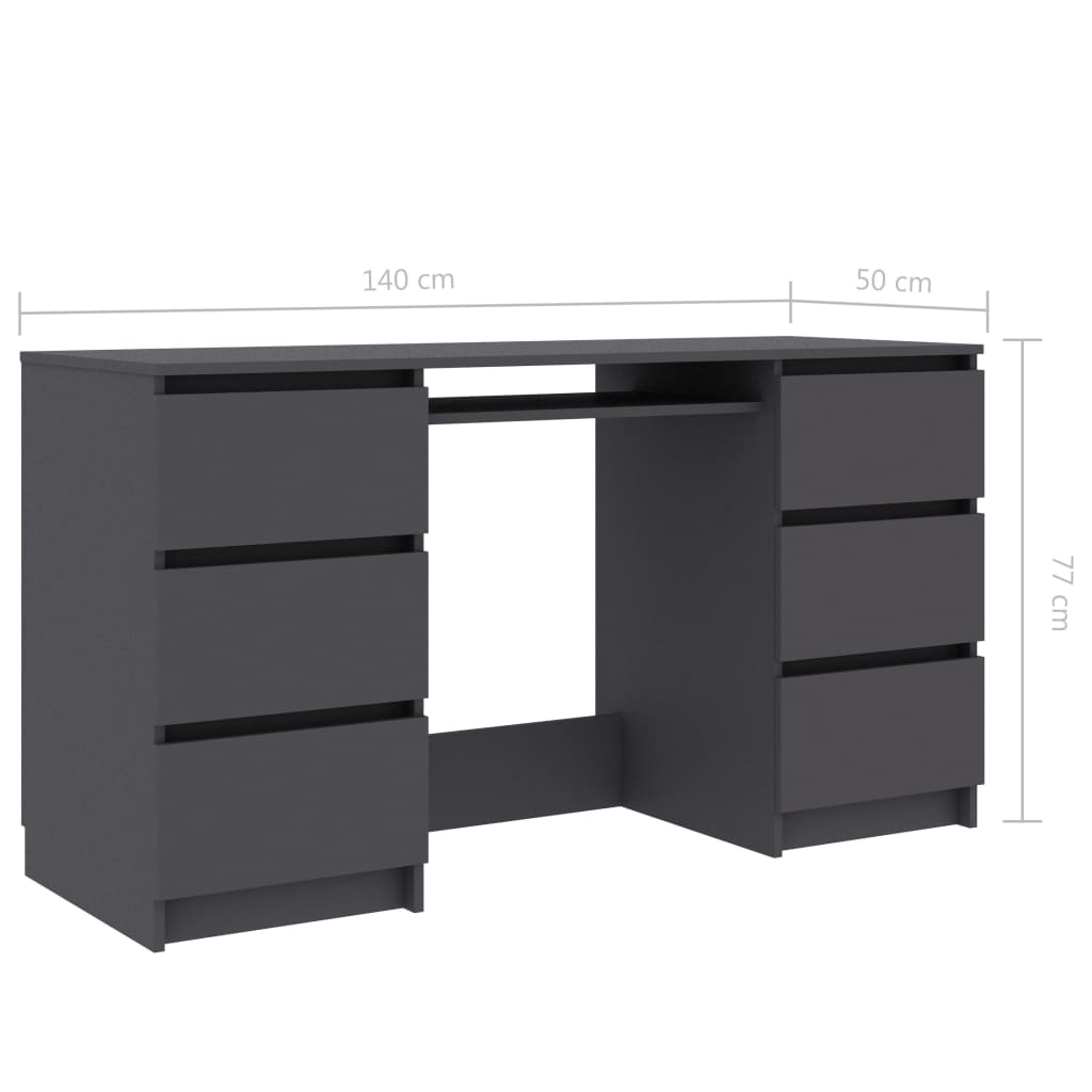 Writing Desk Grey 140x50x77 cm Chipboard