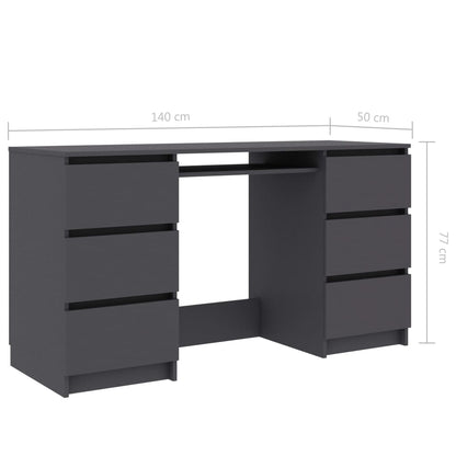Writing Desk Grey 140x50x77 cm Chipboard