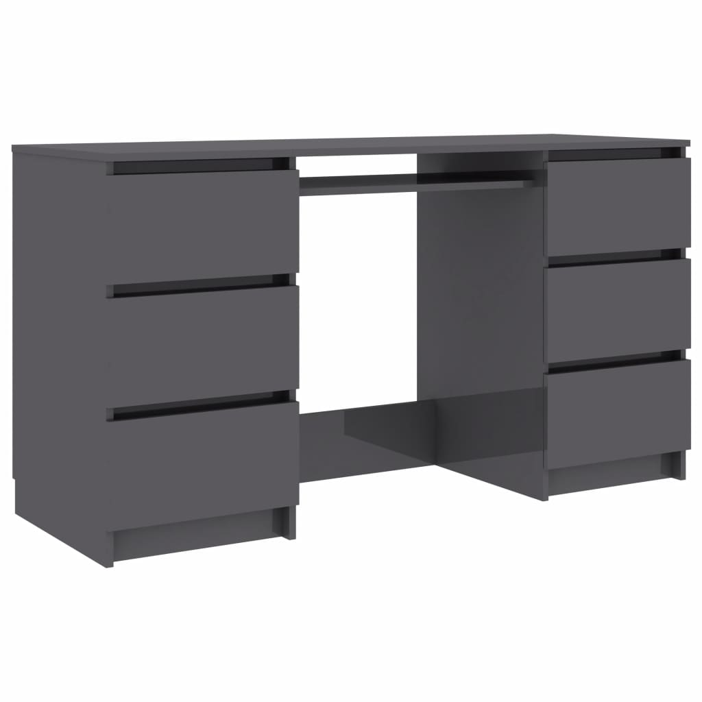 Writing Desk High Gloss Grey 140x50x77 cm Chipboard