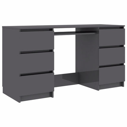 Writing Desk High Gloss Grey 140x50x77 cm Chipboard