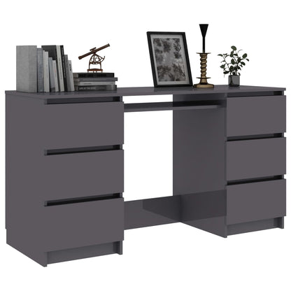 Writing Desk High Gloss Grey 140x50x77 cm Chipboard