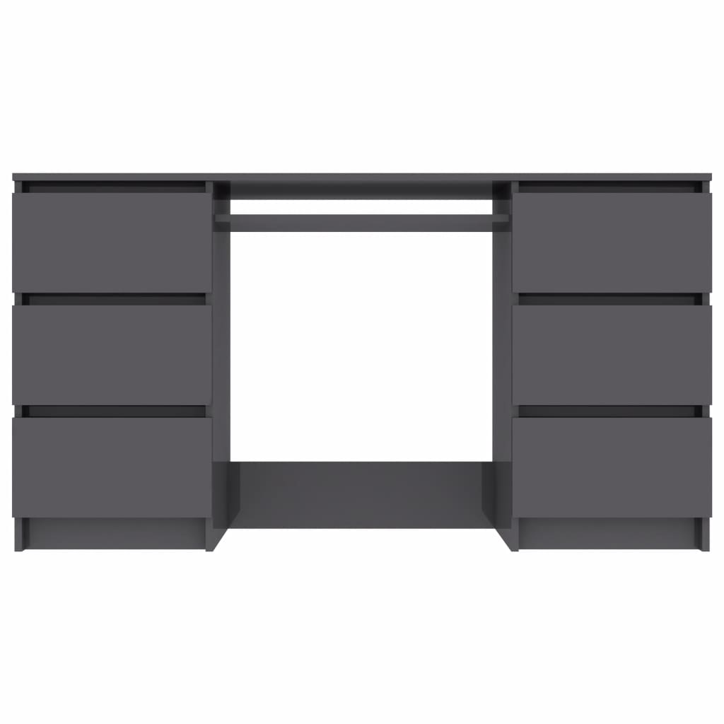 Writing Desk High Gloss Grey 140x50x77 cm Chipboard