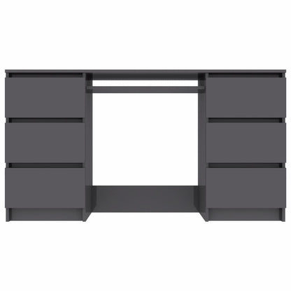 Writing Desk High Gloss Grey 140x50x77 cm Chipboard