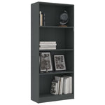 4-Tier Book Cabinet Grey 60x24x142 cm Chipboard