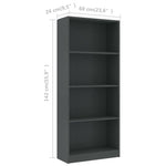 4-Tier Book Cabinet Grey 60x24x142 cm Chipboard