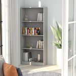 4-Tier Book Cabinet Grey 60x24x142 cm Chipboard