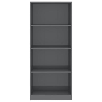 4-Tier Book Cabinet High Gloss Grey 60x24x142 cm Chipboard