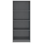 4-Tier Book Cabinet High Gloss Grey 60x24x142 cm Chipboard