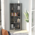 4-Tier Book Cabinet High Gloss Grey 60x24x142 cm Chipboard