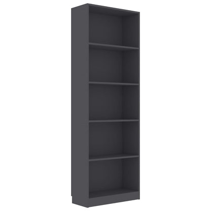 5-Tier Book Cabinet Grey 60x24x175 cm Chipboard