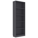 5-Tier Book Cabinet Grey 60x24x175 cm Chipboard