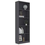 5-Tier Book Cabinet Grey 60x24x175 cm Chipboard