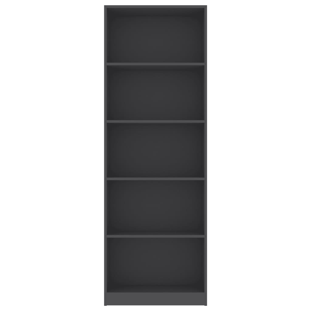 5-Tier Book Cabinet Grey 60x24x175 cm Chipboard