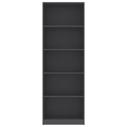 5-Tier Book Cabinet Grey 60x24x175 cm Chipboard