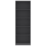 5-Tier Book Cabinet Grey 60x24x175 cm Chipboard