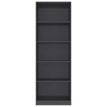 5-Tier Book Cabinet High Gloss Grey 60x24x175 cm Chipboard