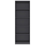 5-Tier Book Cabinet High Gloss Grey 60x24x175 cm Chipboard