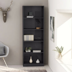 5-Tier Book Cabinet High Gloss Grey 60x24x175 cm Chipboard