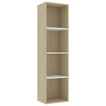 Book Cabinet White and Sonoma Oak 40x30x151.5 cm Chipboard