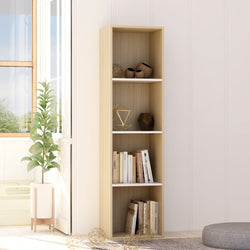 Book Cabinet White and Sonoma Oak 40x30x151.5 cm Chipboard
