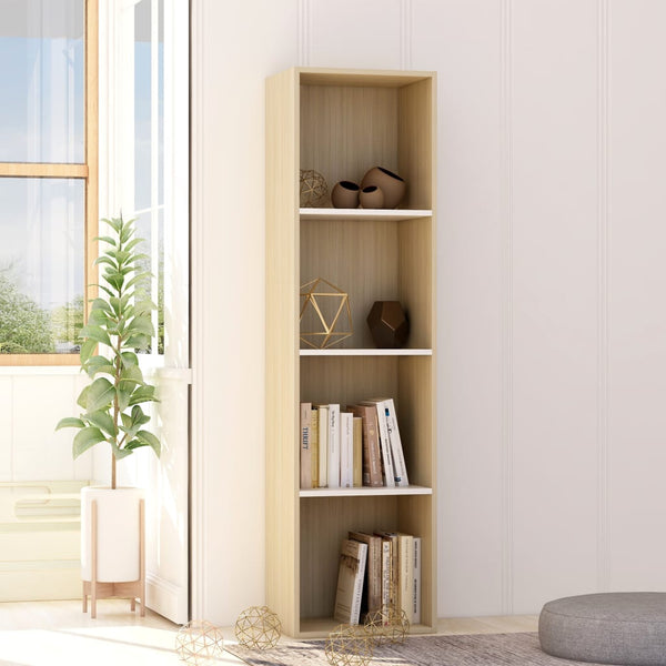 Book Cabinet White and Sonoma Oak 40x30x151.5 cm Chipboard