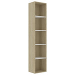 Book Cabinet White and Sonoma Oak 40x30x189 cm Chipboard