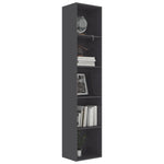 Book Cabinet High Gloss Grey 40x30x189 cm Chipboard