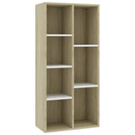 Book Cabinet White and Sonoma Oak 50x25x106 cm Chipboard