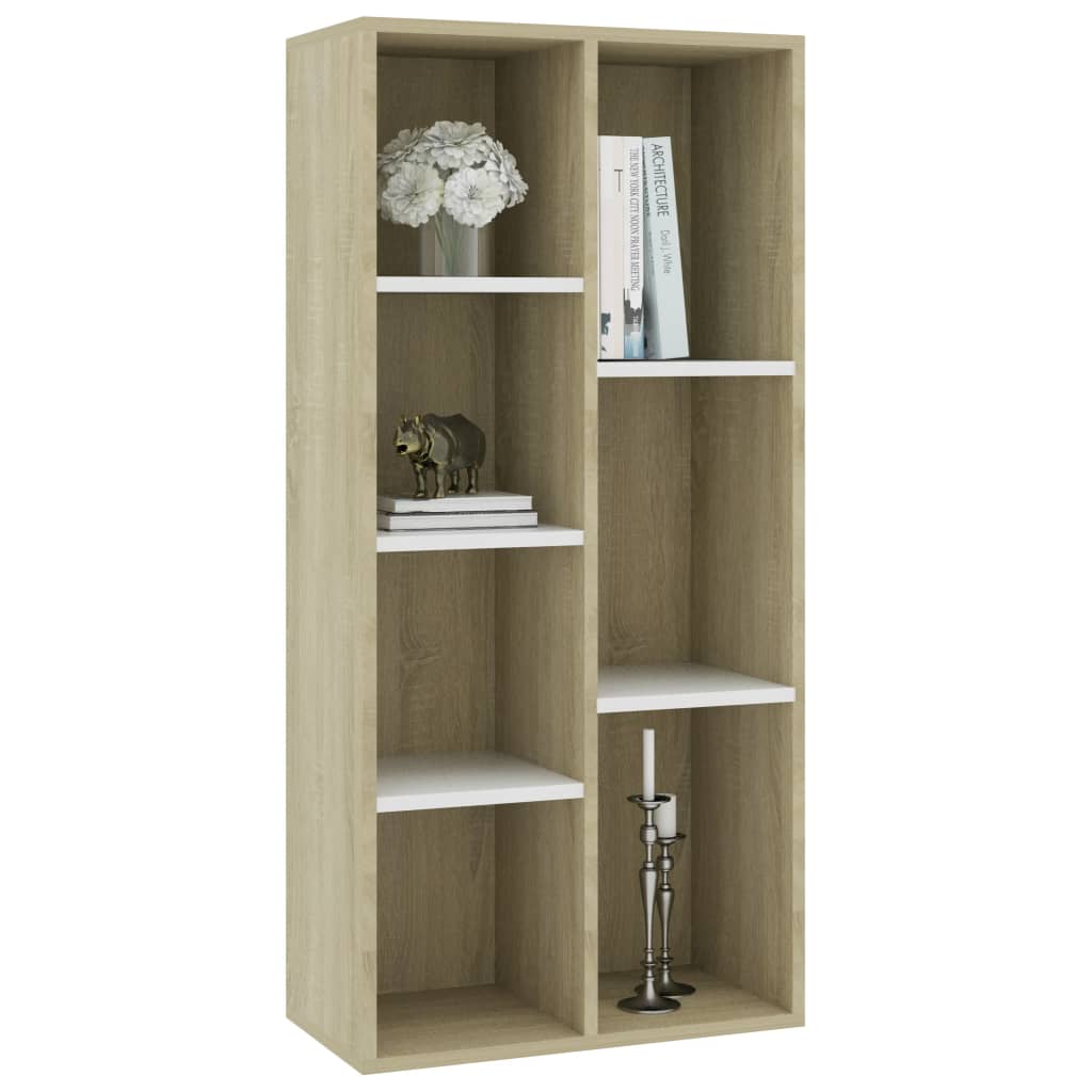 Book Cabinet White and Sonoma Oak 50x25x106 cm Chipboard