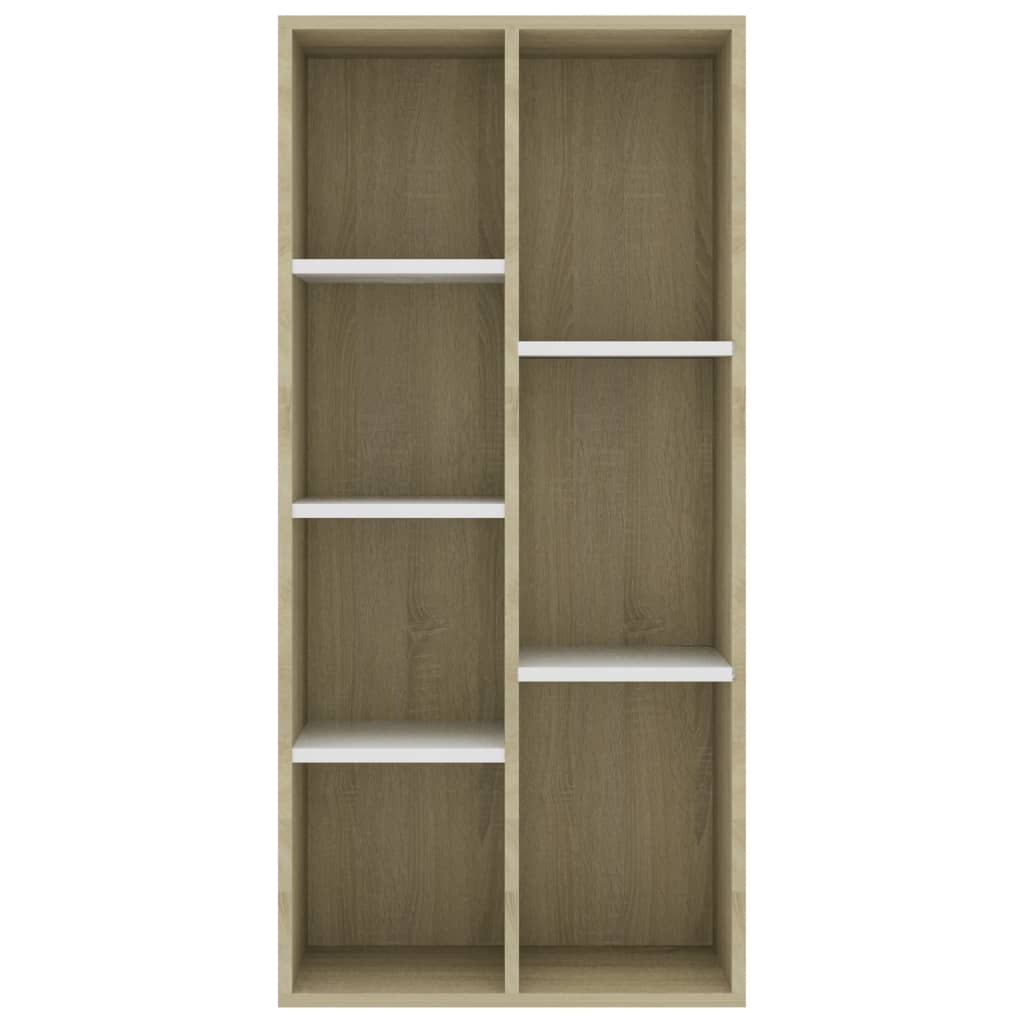 Book Cabinet White and Sonoma Oak 50x25x106 cm Chipboard