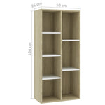 Book Cabinet White and Sonoma Oak 50x25x106 cm Chipboard