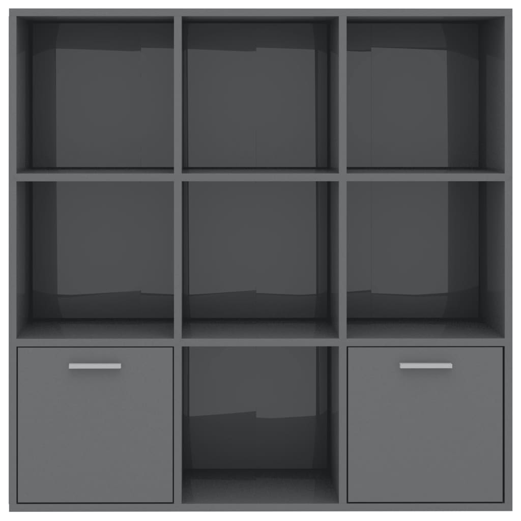 Book Cabinet High Gloss Grey 98x30x98 cm Chipboard