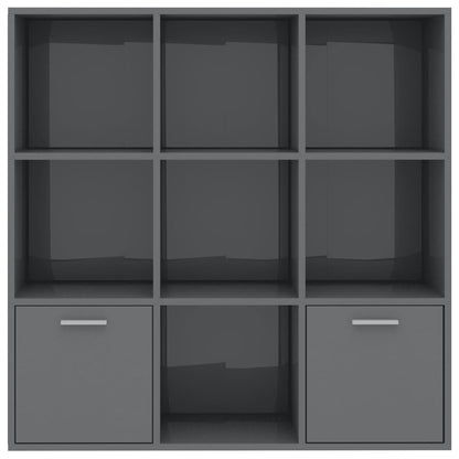 Book Cabinet High Gloss Grey 98x30x98 cm Chipboard