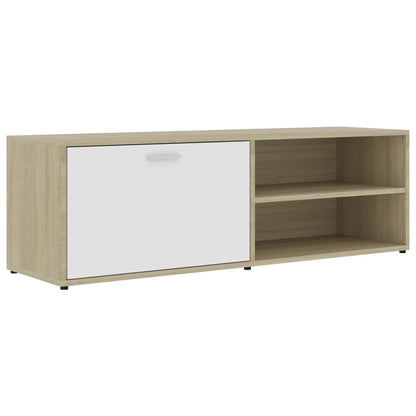 TV Cabinet White and Sonoma Oak 120x34x37 cm Chipboard