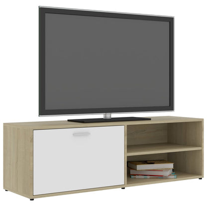 TV Cabinet White and Sonoma Oak 120x34x37 cm Chipboard