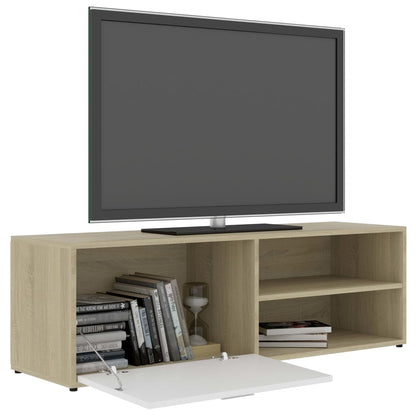 TV Cabinet White and Sonoma Oak 120x34x37 cm Chipboard