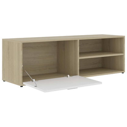 TV Cabinet White and Sonoma Oak 120x34x37 cm Chipboard