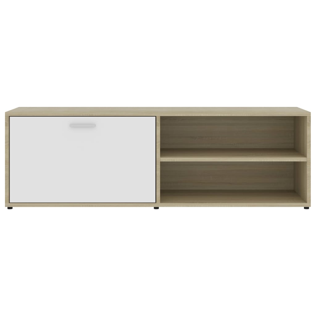 TV Cabinet White and Sonoma Oak 120x34x37 cm Chipboard