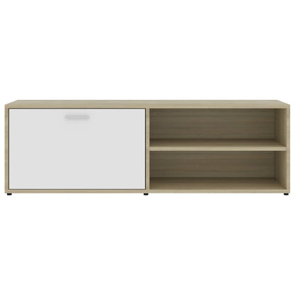TV Cabinet White and Sonoma Oak 120x34x37 cm Chipboard