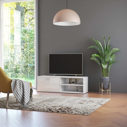 TV Cabinet High Gloss White 120x34x37 cm Chipboard