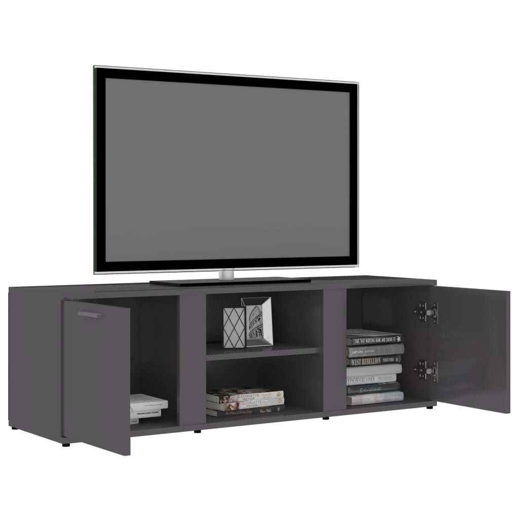 TV Cabinet High Gloss Grey 120x34x37 cm Chipboard