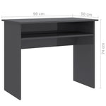 Desk High Gloss Grey 90x50x74 cm Chipboard