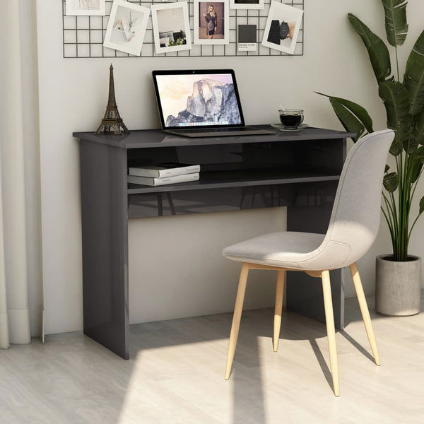  Desk High Gloss Grey 90x50x74 cm Chipboard