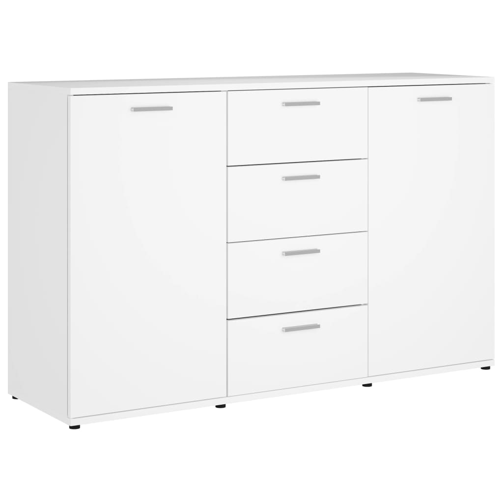 Sideboard High Gloss White 120x35.5x75 cm Chipboard