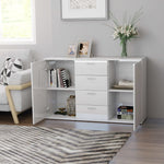 Sideboard High Gloss White 120x35.5x75 cm Chipboard