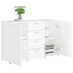 Sideboard High Gloss White 120x35.5x75 cm Chipboard