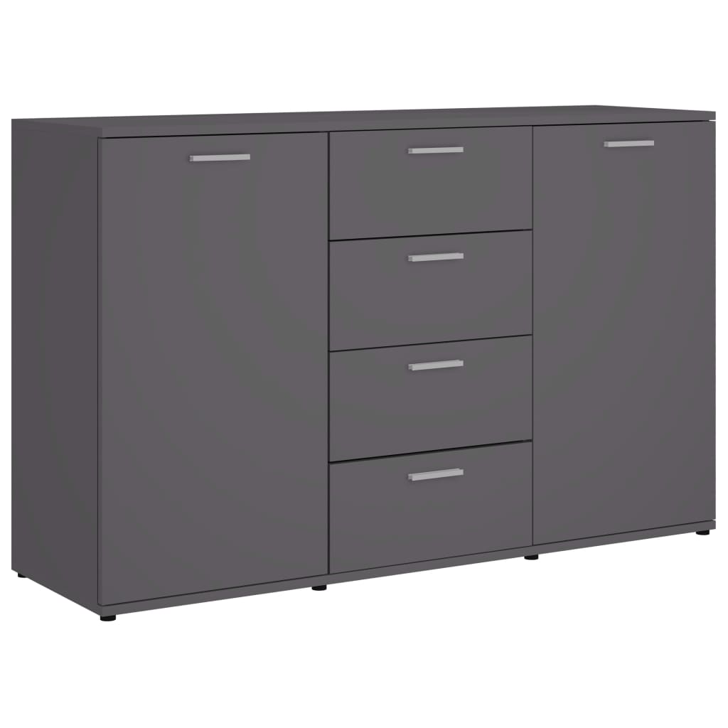 Sideboard High Gloss Grey 120x35.5x75 cm Chipboard