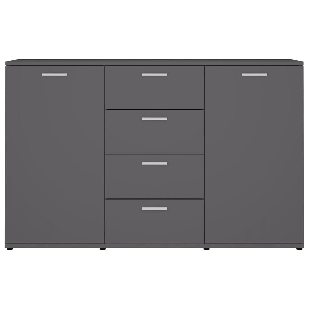 Sideboard High Gloss Grey 120x35.5x75 cm Chipboard